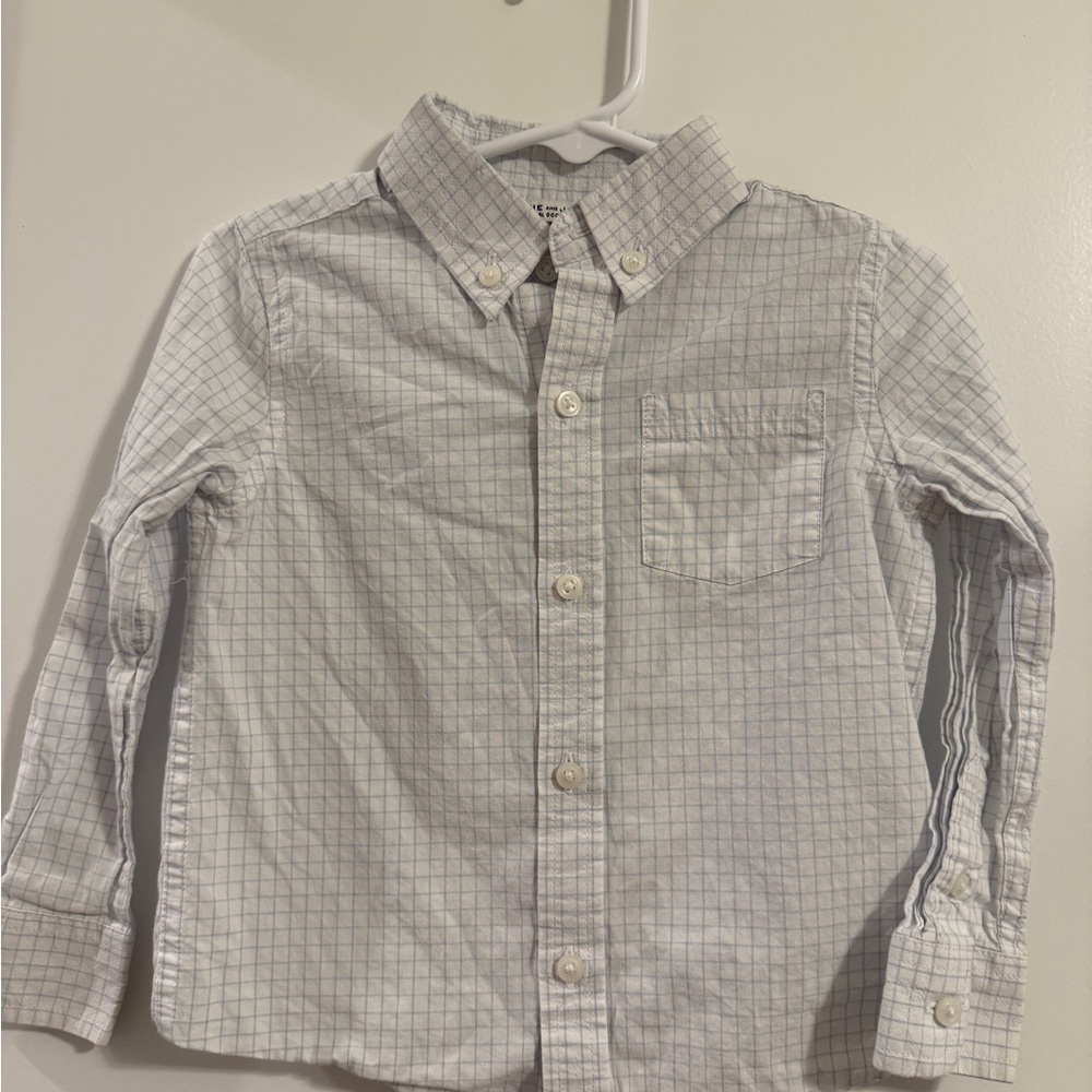 Janie and Jack Blue and White Checkered Button Down Shirt